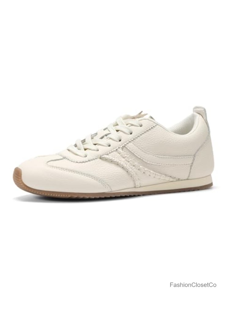 Pu Leather Fashion Sneakers Low Top Lightweight Casual Walking Shoes Lace Up
